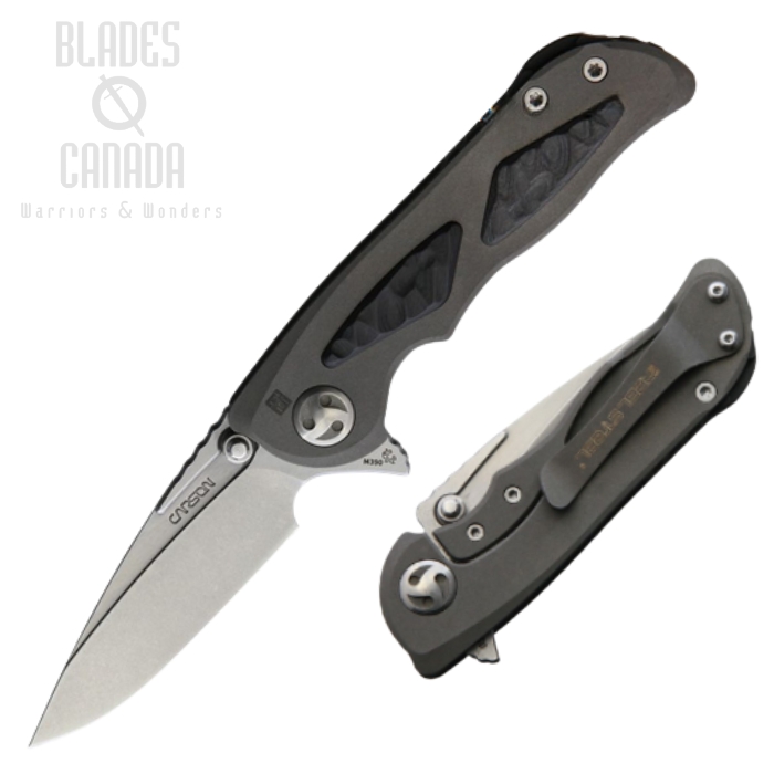 Real Steel Harrier Fledging Flipper Framelock Knife, M390 Satin, Titanium/Carbon Fiber, RS9467